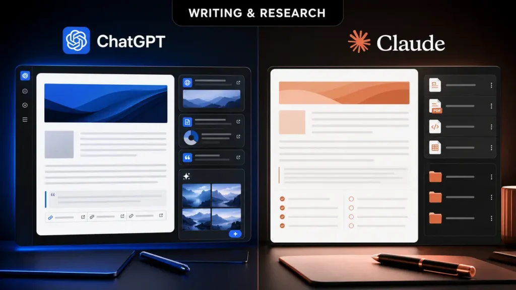 ChatGPT vs Claude comparison for writing and research
