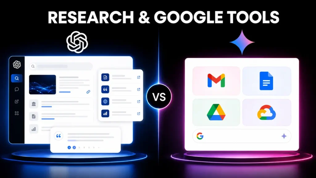ChatGPT research tools compared with Gemini Google Workspace integration