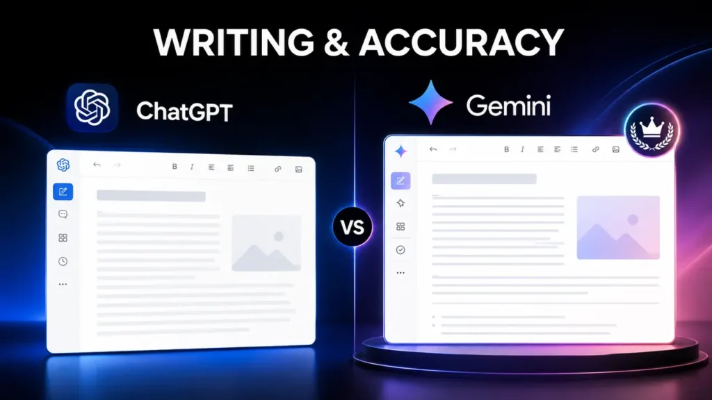 ChatGPT vs Gemini comparison for writing quality and accuracy
