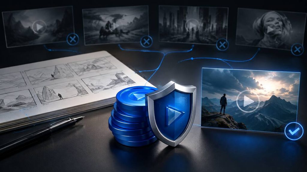 Planned AI video storyboard protecting credits and reducing failed video generations